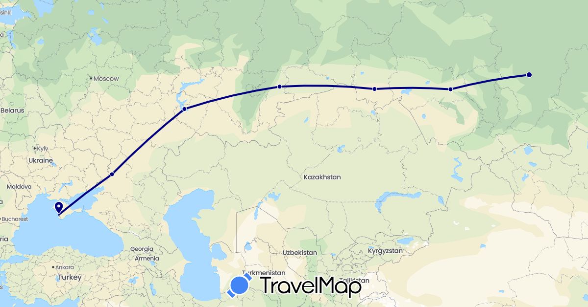 TravelMap itinerary: driving in Russia, Ukraine (Europe)